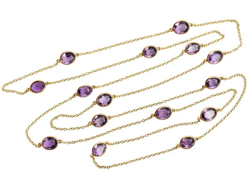 Draped in Gems - Art Deco Amethyst Gold Chain