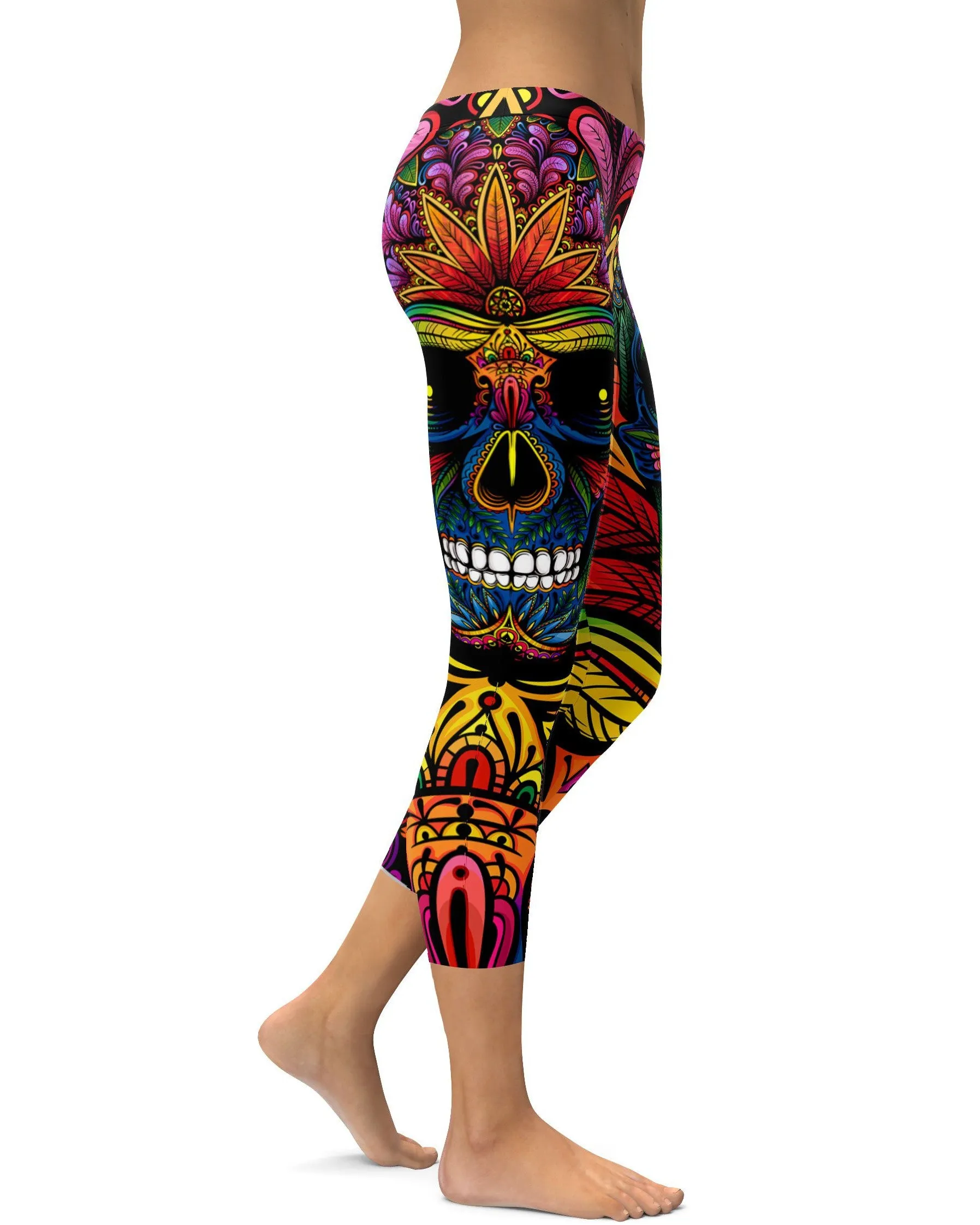 EDM - Rainbow Rave Skull Capris