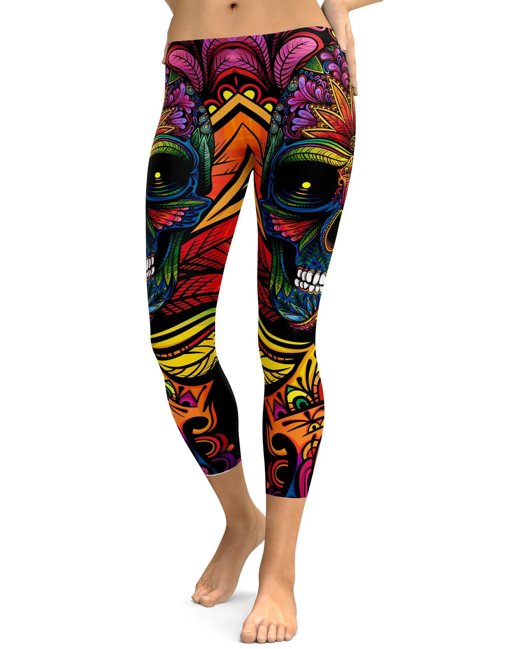 EDM - Rainbow Rave Skull Capris