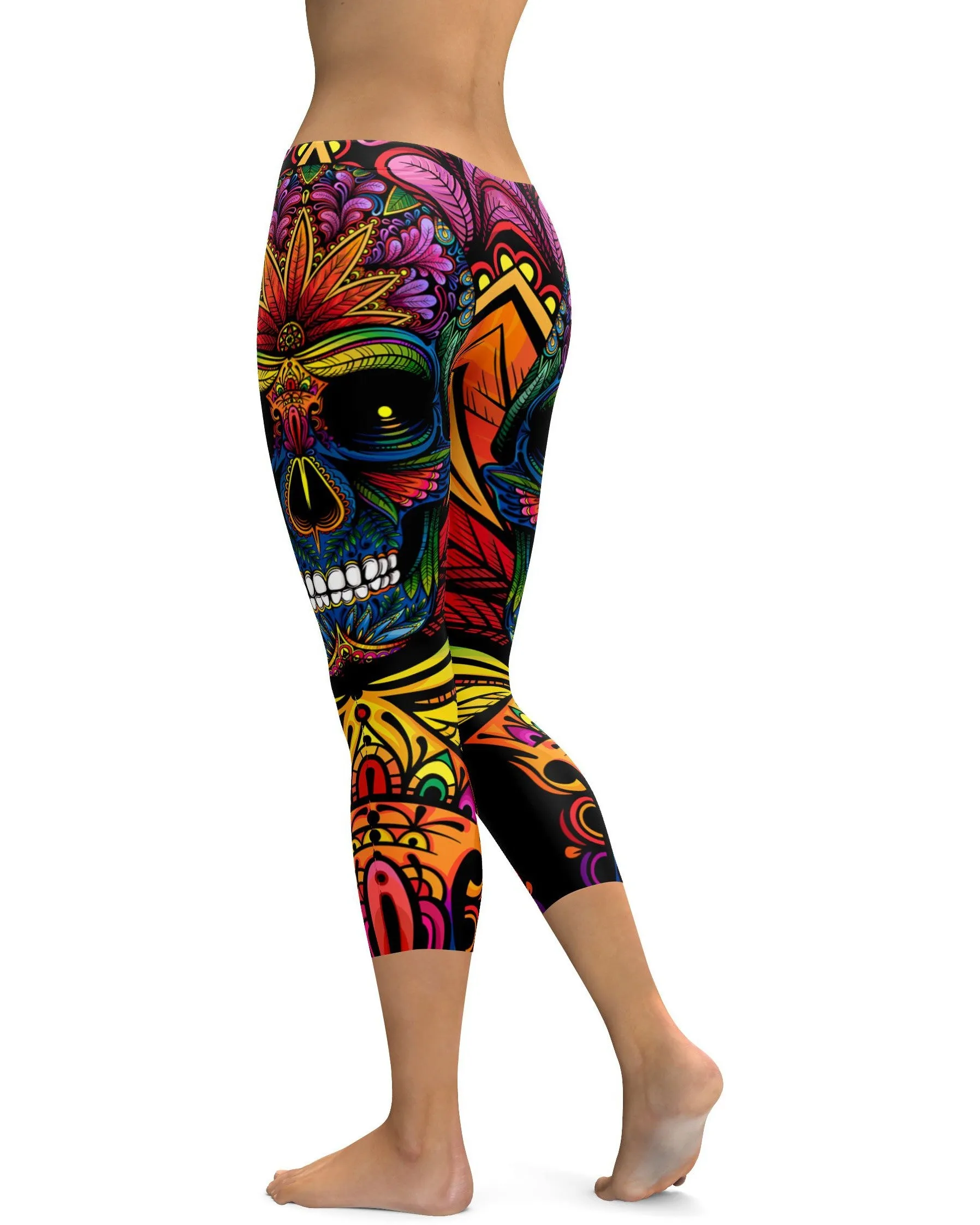 EDM - Rainbow Rave Skull Capris