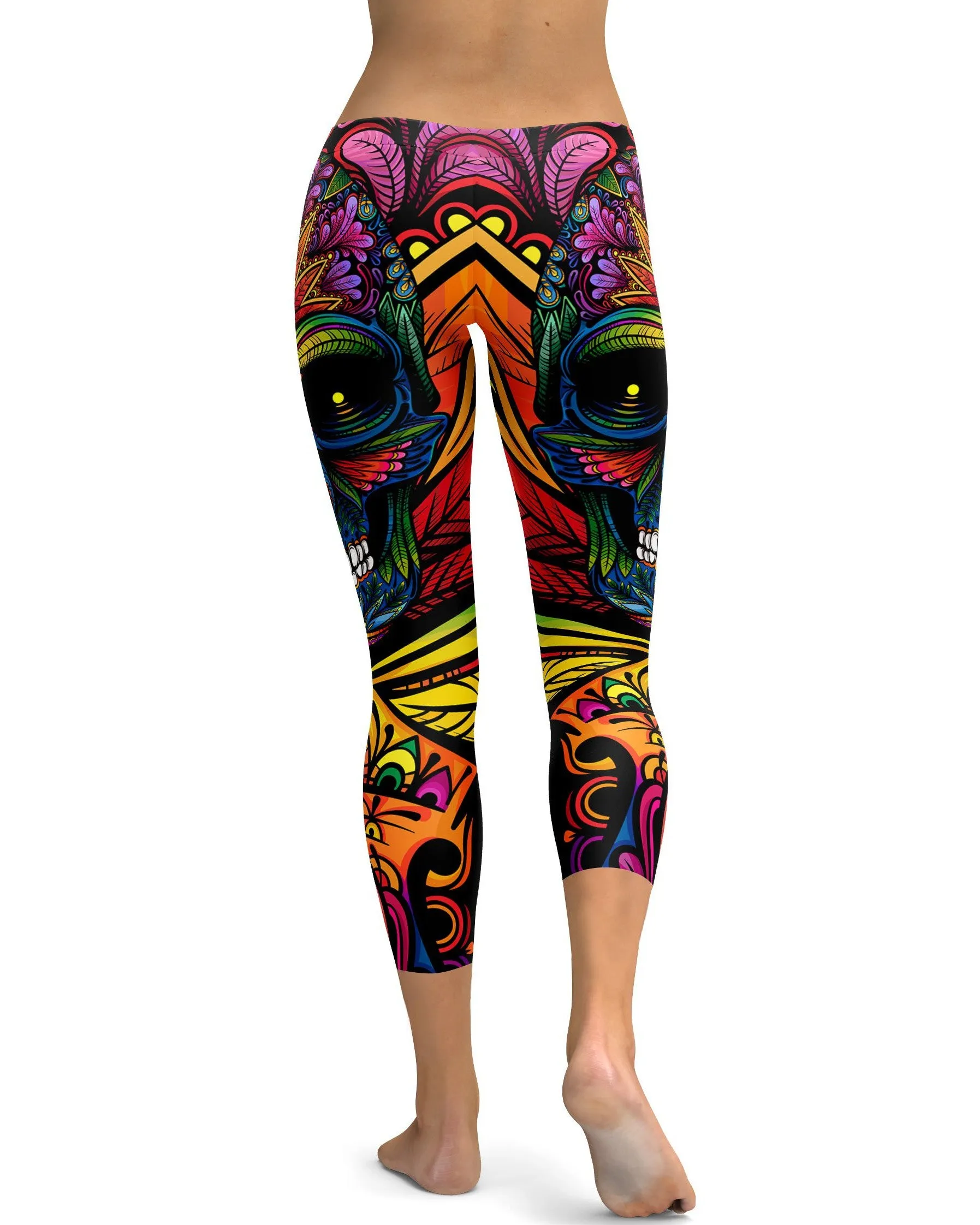 EDM - Rainbow Rave Skull Capris