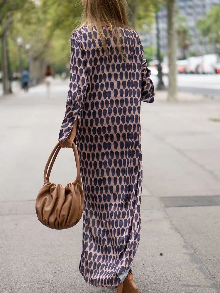 Elegant Oval Print Maxi Dress