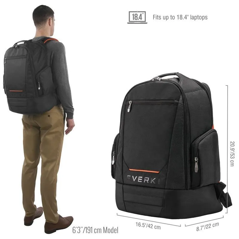 Everki ContemPRO Laptop Backpack, Fits up to 18.4" Notebooks, Spacious Compartments, Trolley Handle Pass-through, Felt Lined Laptop Compartment