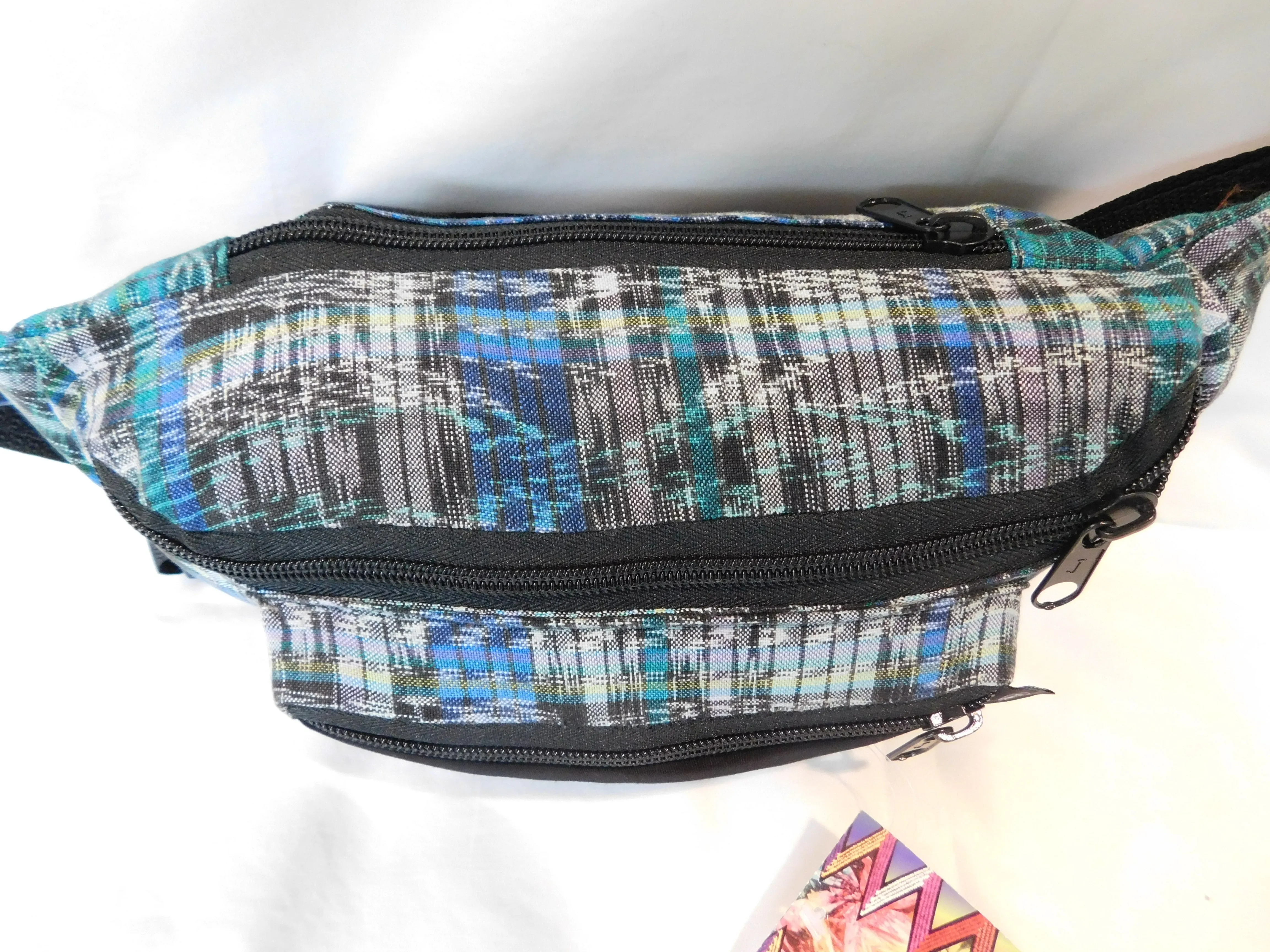 Extra large 3 pocket waist pack in hand woven cotton.