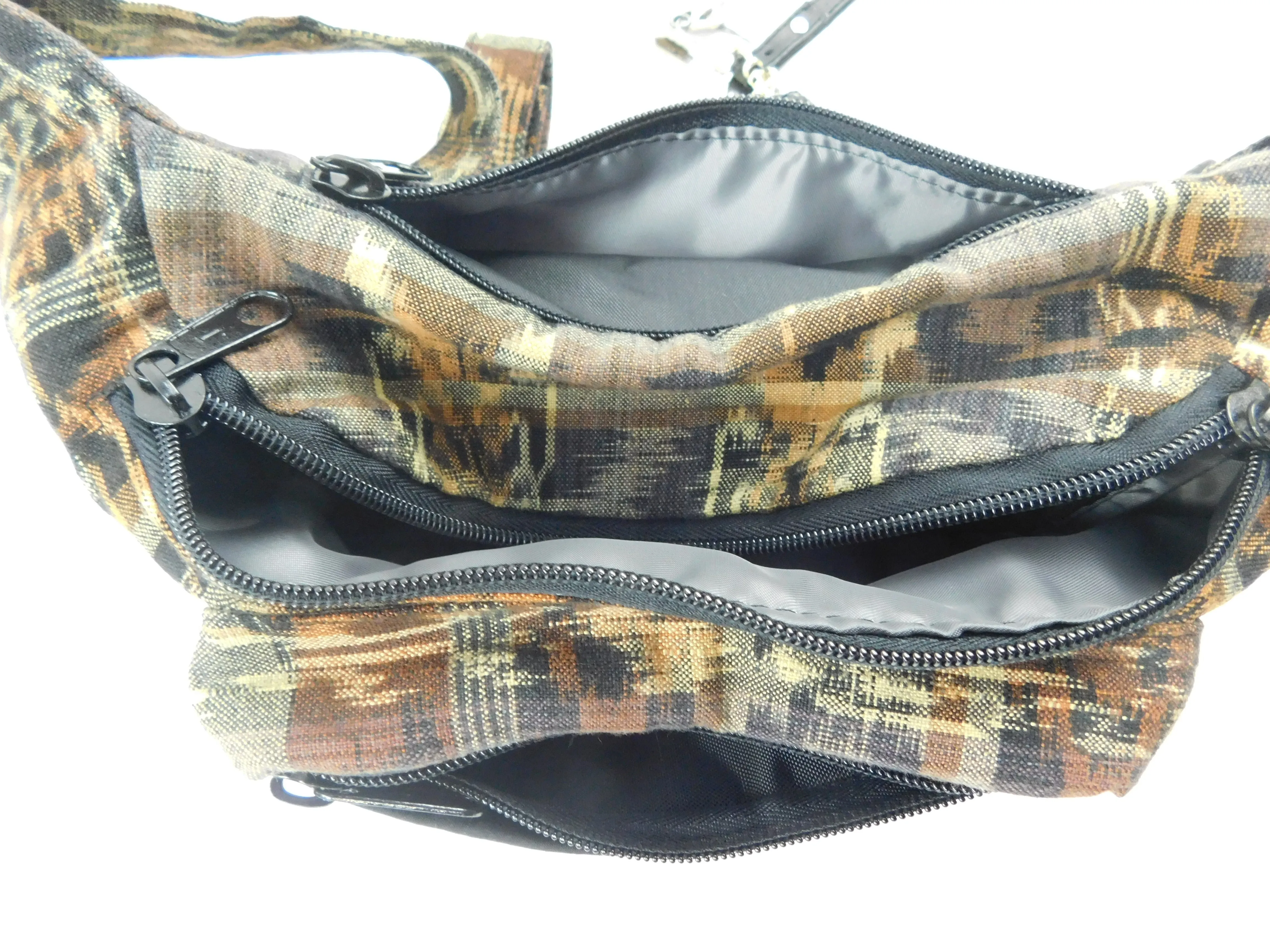 Extra large 3 pocket waist pack in hand woven cotton.