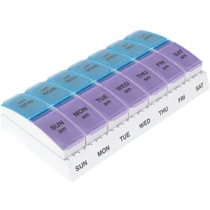 Ezy Dose Weekly AM/PM Travel Pill Organizer and Planner with Removable Compartments