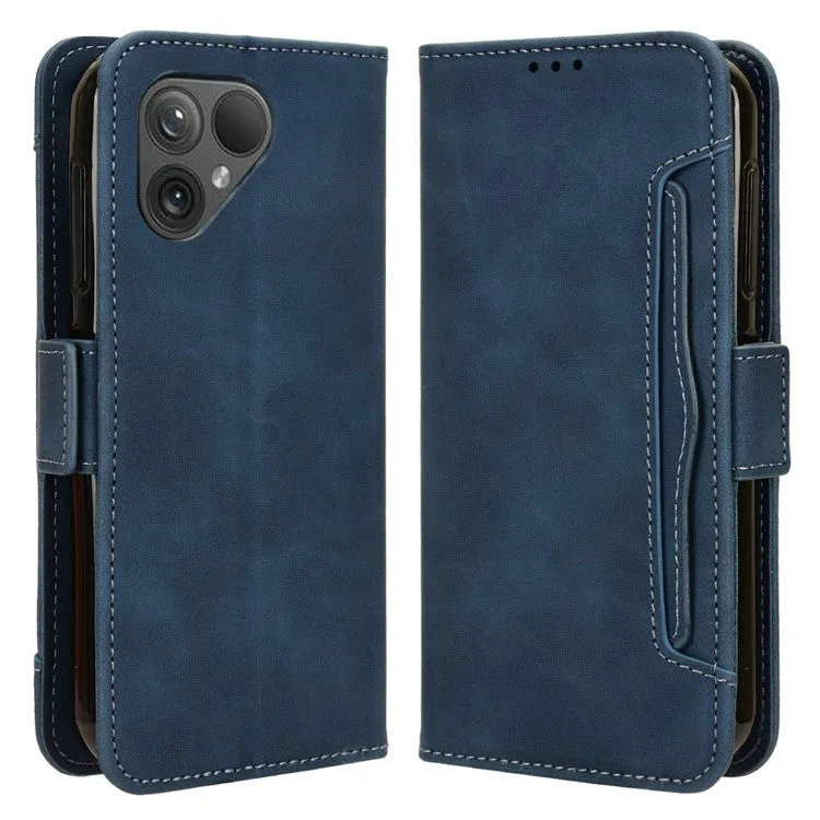 Fairphone 5 leather case flip cover in retro look with card slots - blue