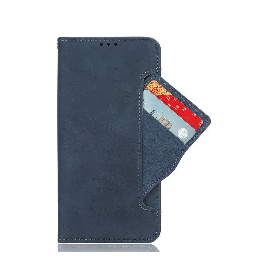 Fairphone 5 leather case flip cover in retro look with card slots - blue