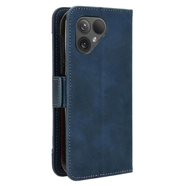 Fairphone 5 leather case flip cover in retro look with card slots - blue