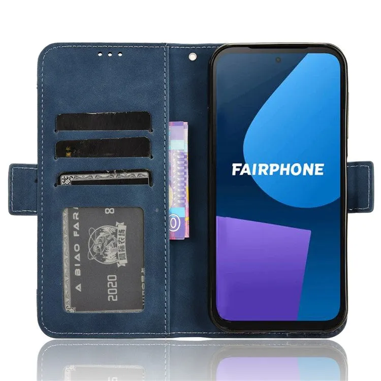 Fairphone 5 leather case flip cover in retro look with card slots - blue