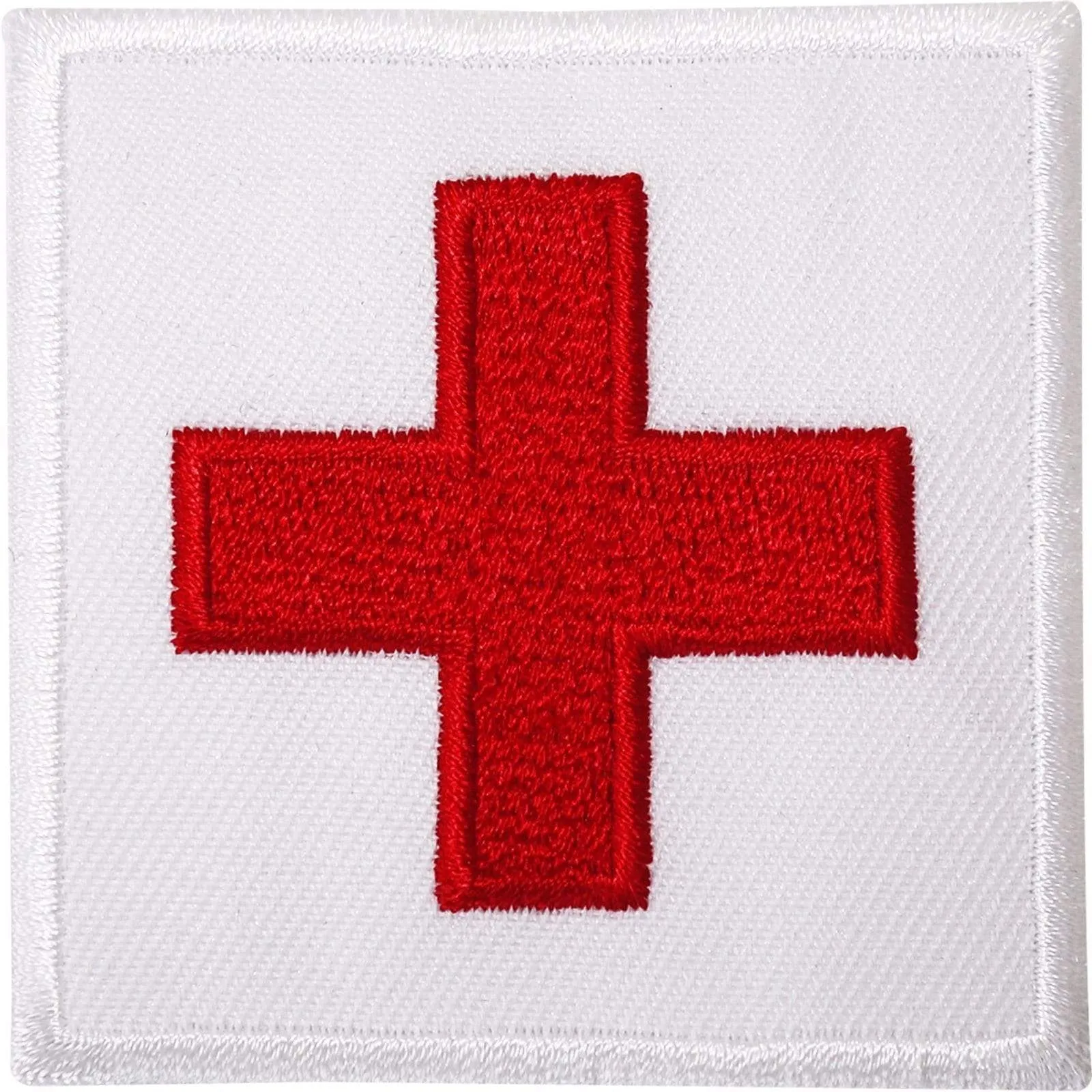 First Aid Cross Iron On Patch Sew On Patch White Embroidered Badge for Doctors Coat Bag