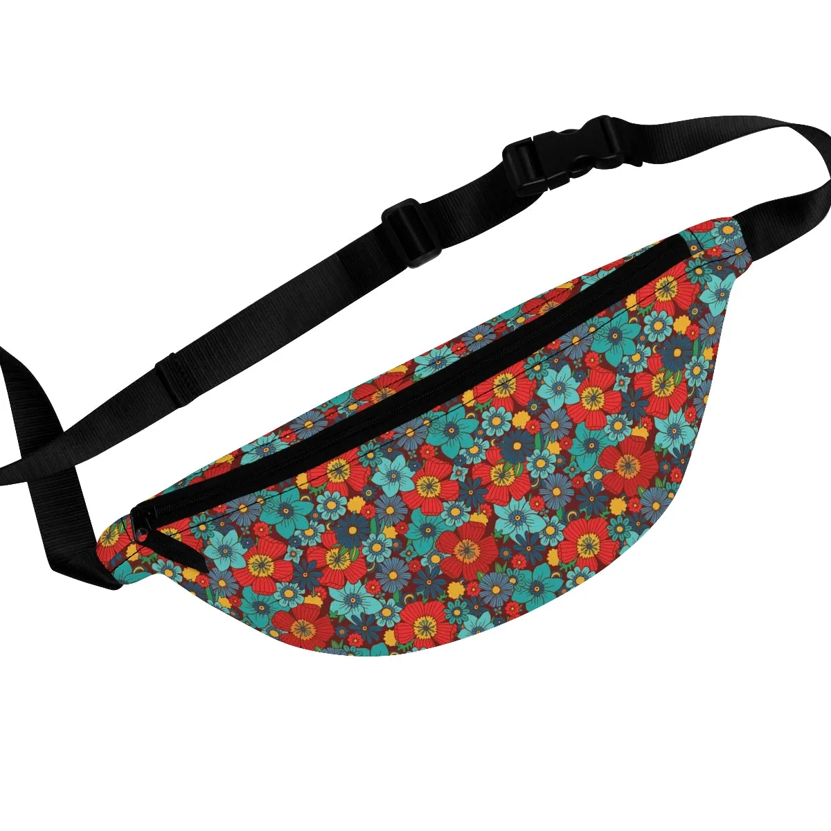 Floral Fanny Pack, Flower Groovy Women Cute Waist Hip Bum Bag 90s Designer Belt Hip Waist Crossbody Shoulder Festival Rave Bag