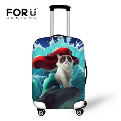 FORUDESIGNS Elastic Luggage Cover with Galaxy Cat Trolley Suitcase Luggage Protective Covers Zip Travel Rain Cover Bags Tumblr