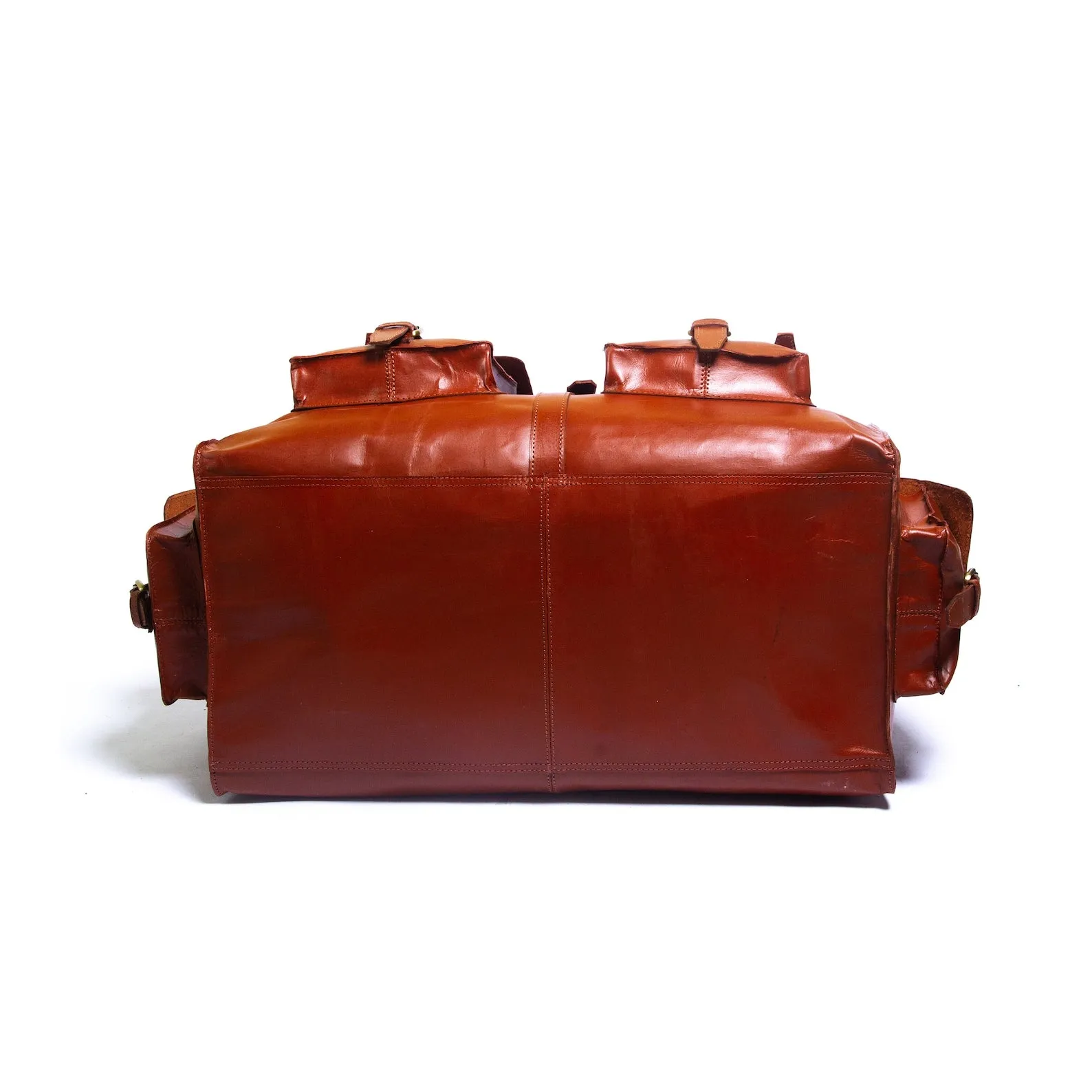 Full Grain Waxed Leather Messenger Duffle Bag