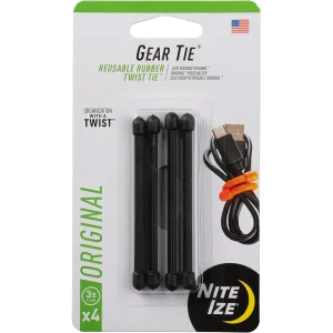 Gear Tie Reusable Rubber Twist Tie 3" - 4 Pack