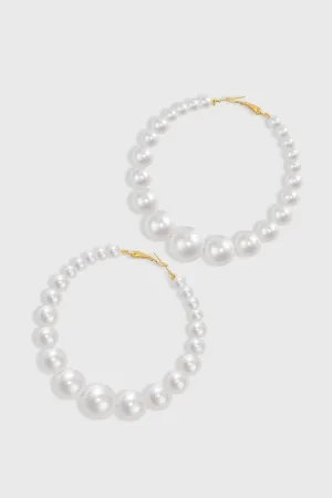 Gorgeous Pearl Hoop Earrings