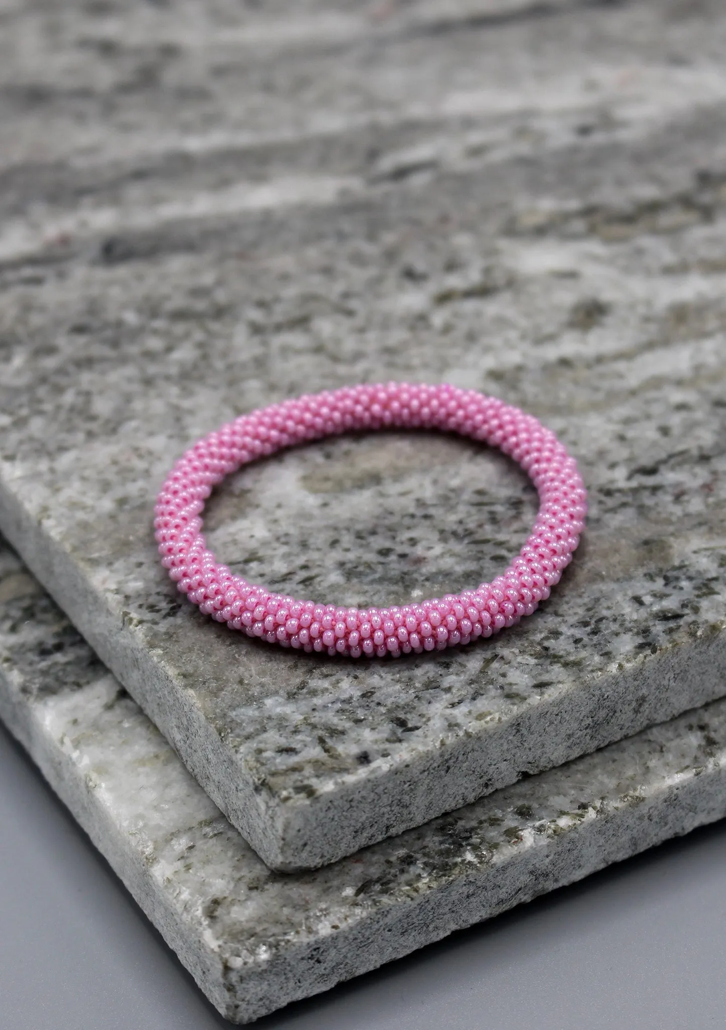 Gorgeous Pink Glass Beads Roll on Bracelet