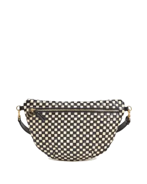 Grande Fanny Bag in Black & Cream Woven Checker