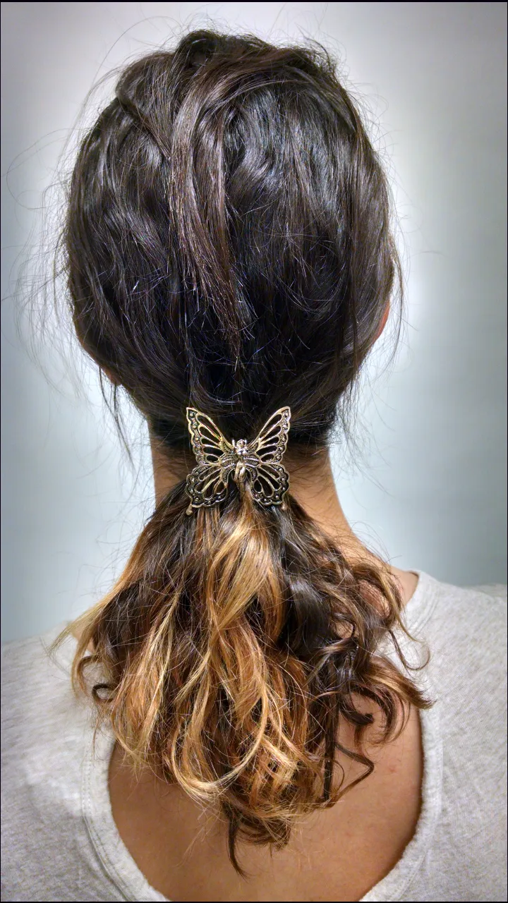 Hair Hook Fairy Butterfly - Gold, Ponytail Holder