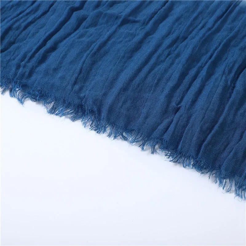 Hand-gradient Tie-dye Pleated Ink Blue Scarf