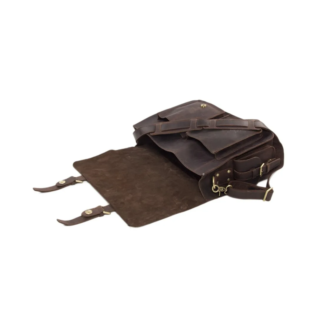 Handmade Rustic Leather Satchel Messenger Bag