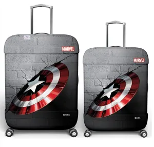 Heart Home Marvel Captain America Shield Luggage Cover|Polyester Travel Suitcase Cover|Washable|Stretchable Suitcase Cover|22-26 Inch-Medium|26-30 Inch-Large|Pack of 2 (Gray)