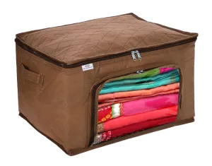 Heart Home Non-Woven Living Box, Underbed Storage, Cloth Storage Boxes for Wardrobe With Window (Brown) 54HH4095.