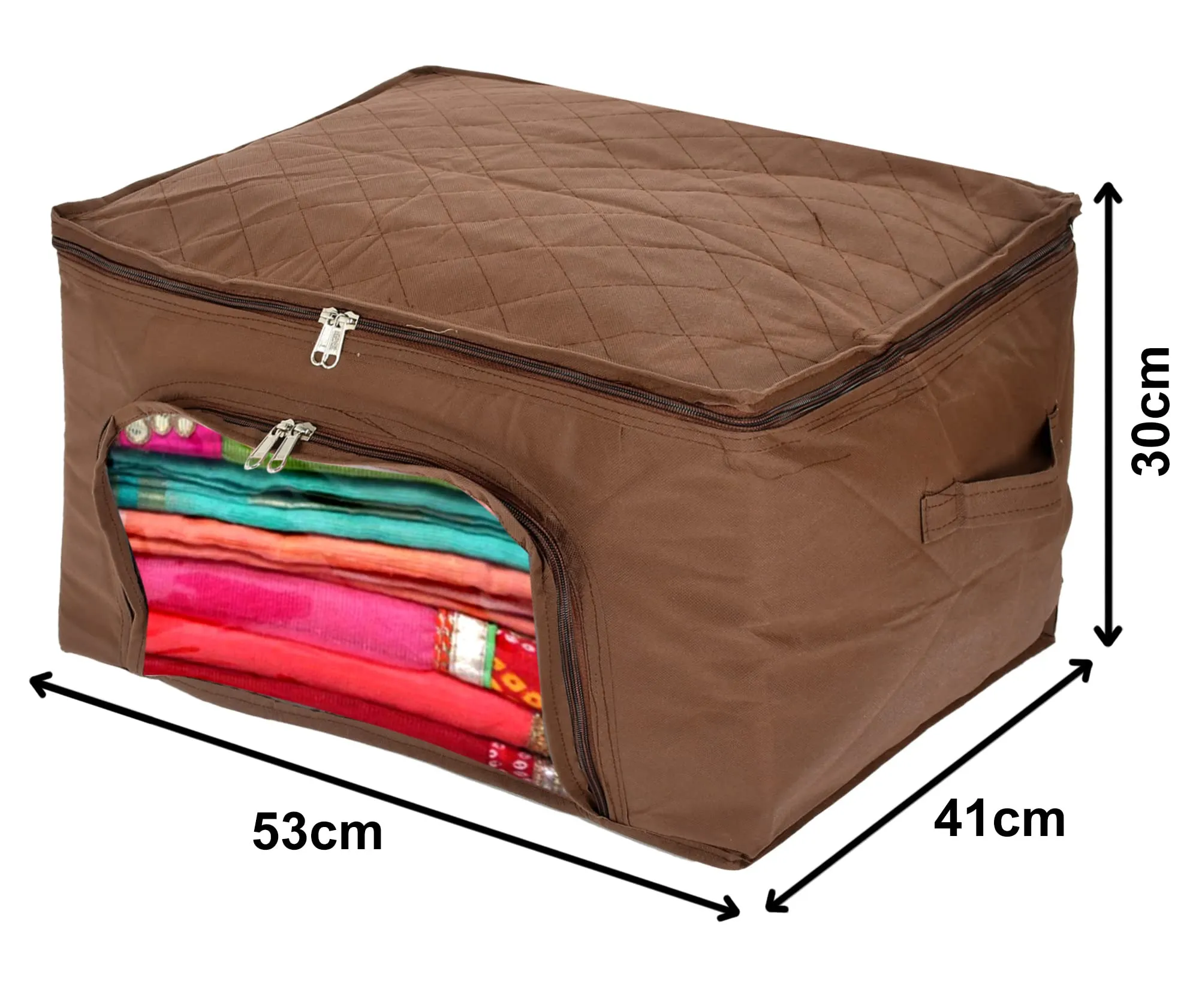 Heart Home Non-Woven Living Box, Underbed Storage, Cloth Storage Boxes for Wardrobe With Window (Brown) 54HH4095.