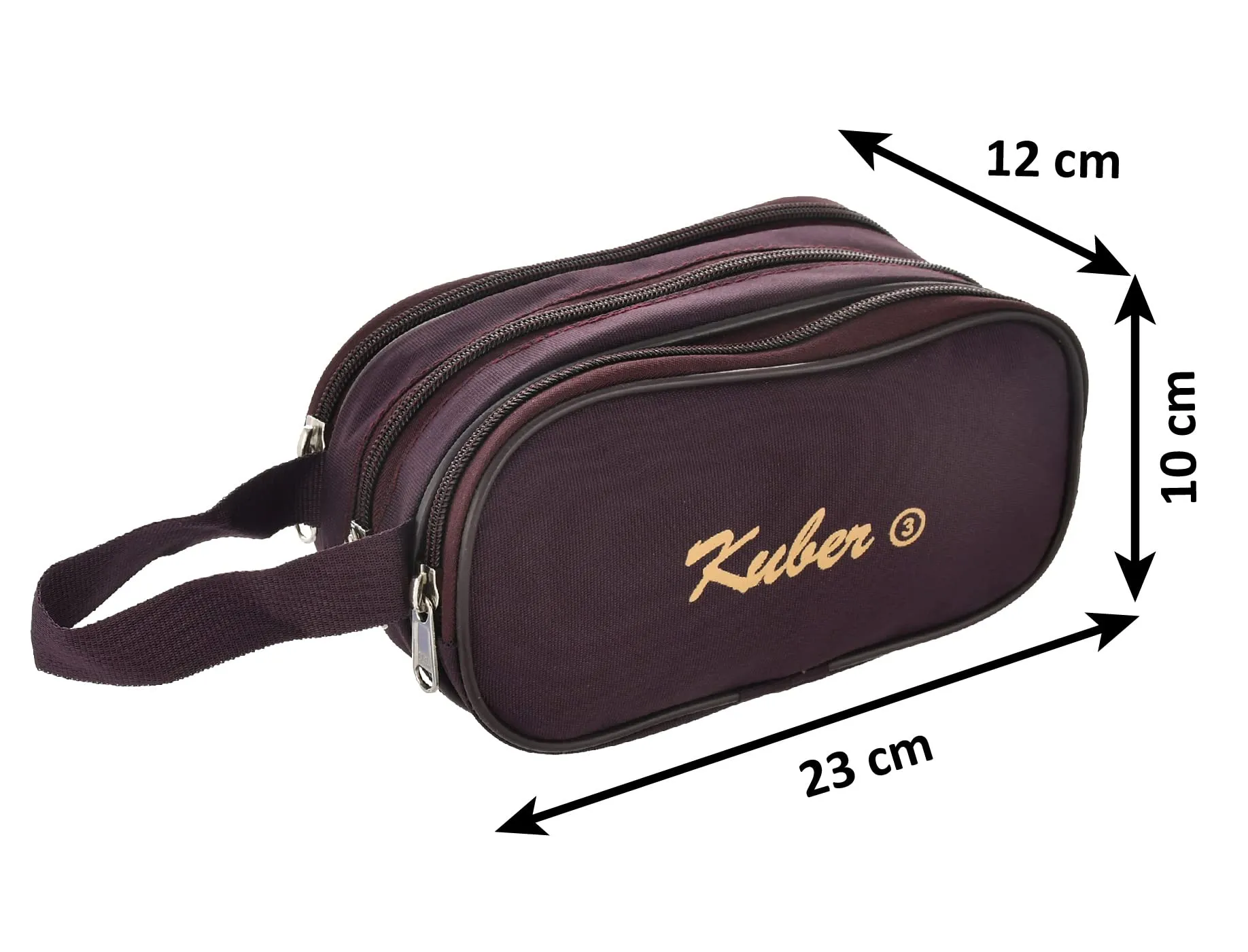 Heart Home Travel Toilerty bag/Shaving Kit/Dopp Kit With 3 Zipper Comparments & Carrying Strip (Maroon)-HS43HEARTH26614