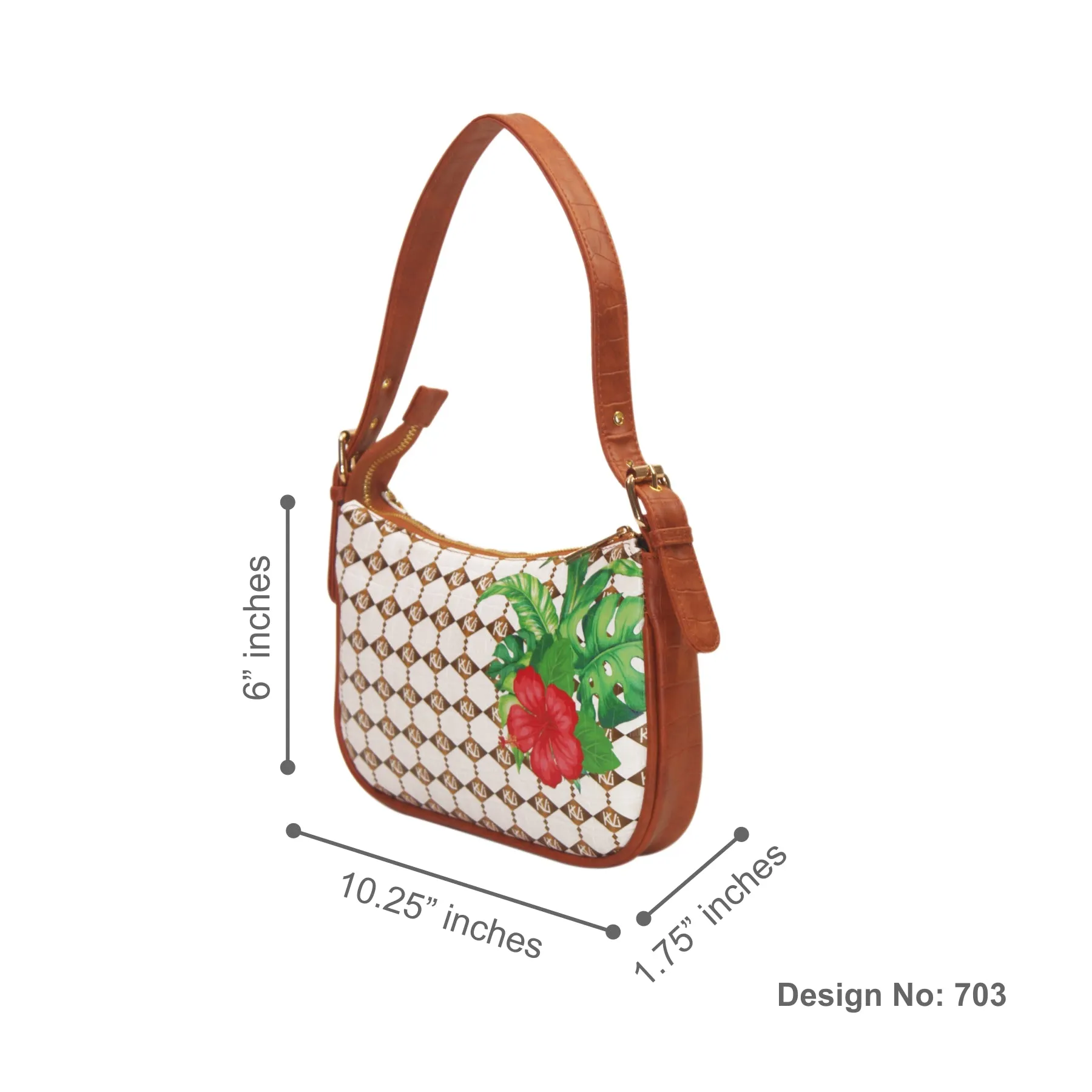 Hibiscus White Baguette Shoulder Bag 703