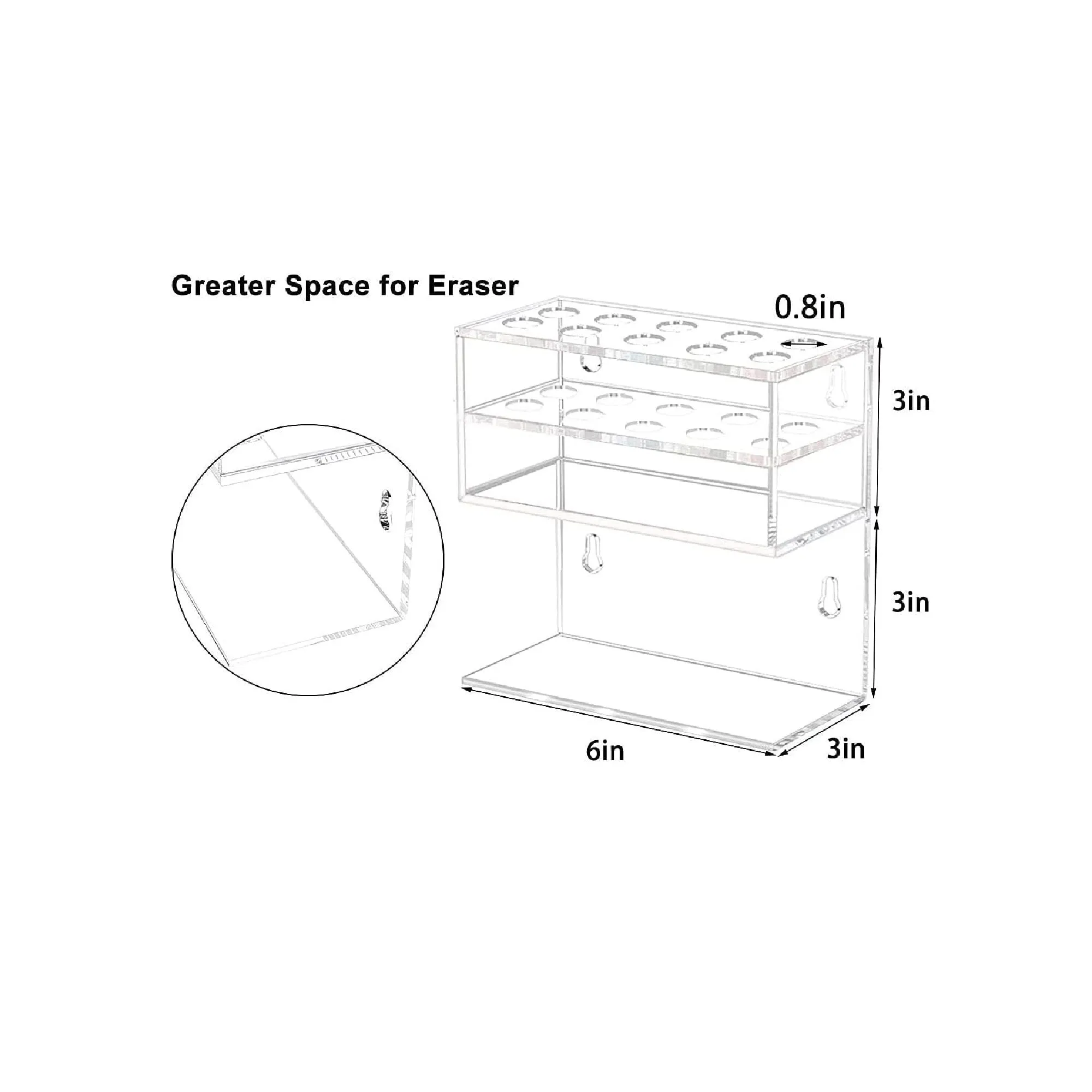 HIIMIEI Dry Erase Marker Holder for Whiteboard | Wall Mounted 2-Tier 10-Slot Clear