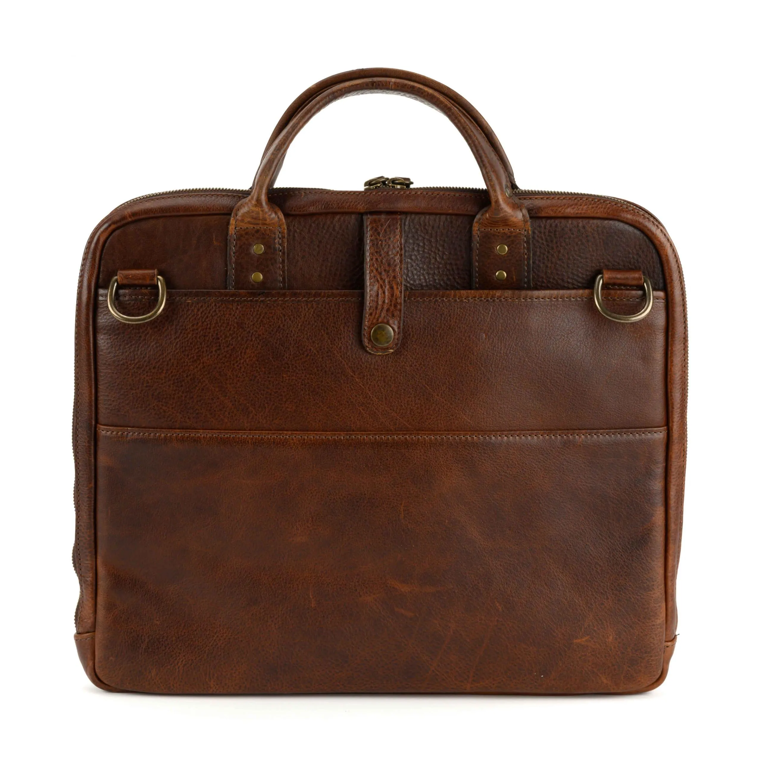 Jay Modern Briefcase in Titan Milled Brown by Moore & Giles