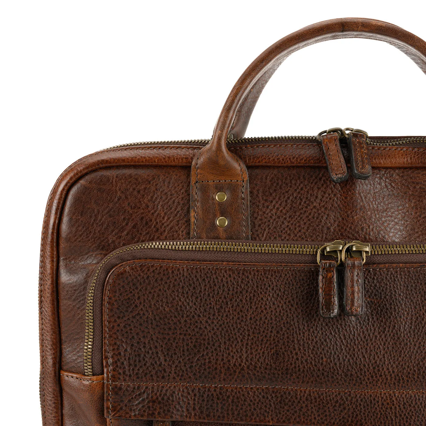 Jay Modern Briefcase in Titan Milled Brown by Moore & Giles