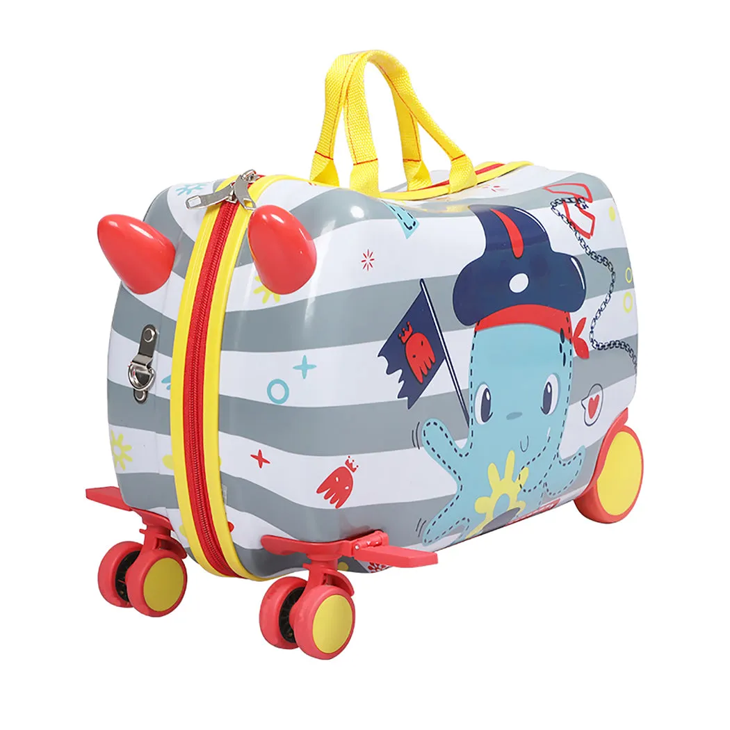 Kids Ride On Suitcase Children Travel Luggage Carry Bag Trolley Octopus