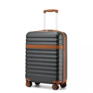 Kono 20" Stylish Hard Shell Cabin Carry-On Suitcase with TSA Lock - Lightweight & Durable (Grey & Brown)