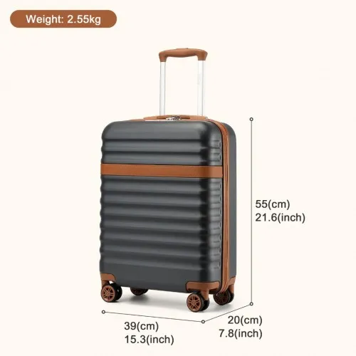 Kono 20" Stylish Hard Shell Cabin Carry-On Suitcase with TSA Lock - Lightweight & Durable (Grey & Brown)