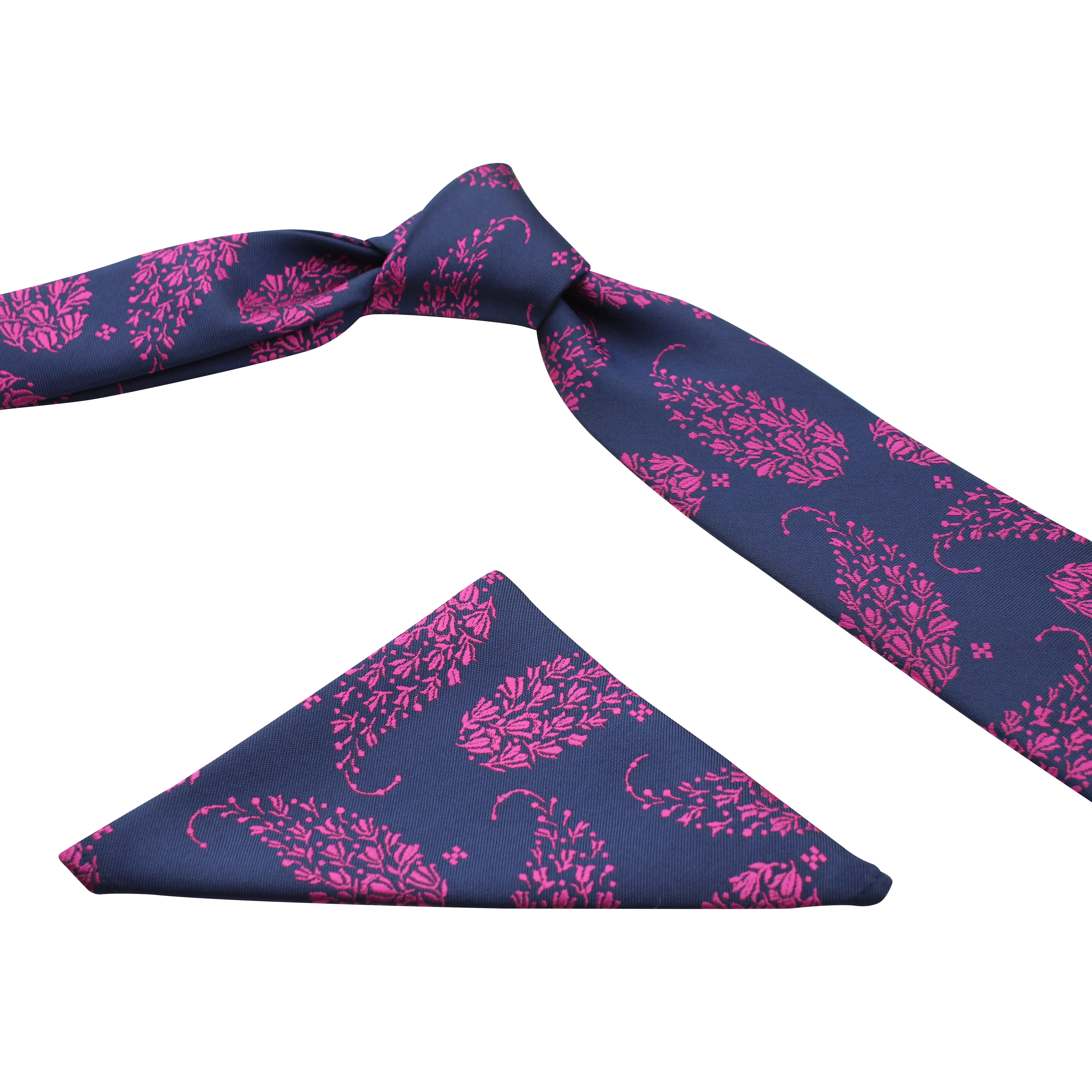 Kovove Blue Floral Necktie and Pocket Square Gift Box