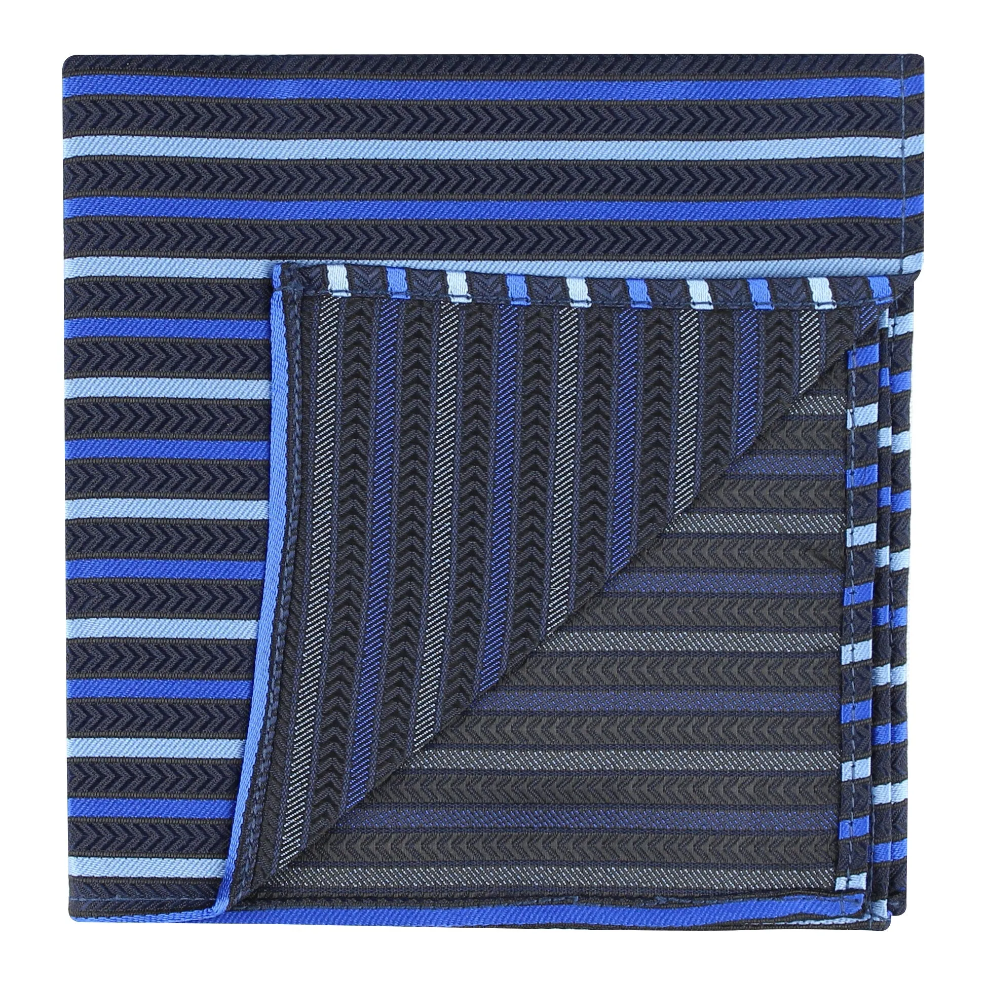 Kovove The Arrow Striped  Blue Pocket Square For Men