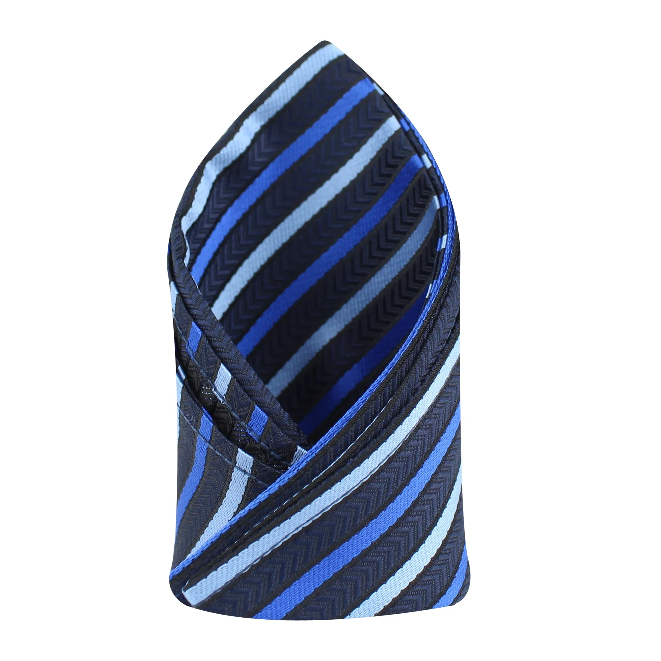 Kovove The Arrow Striped  Blue Pocket Square For Men