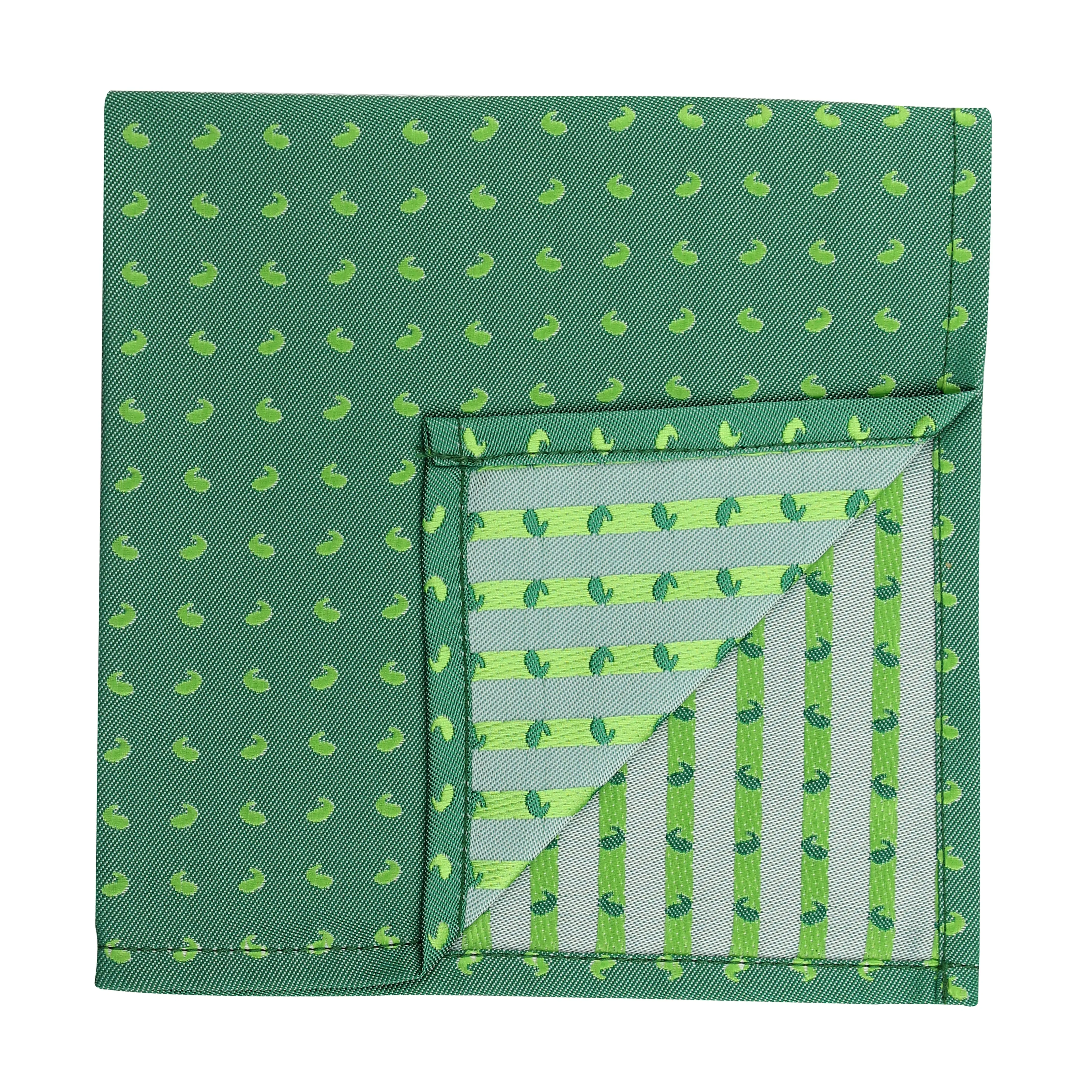 Kovove The Astro Mini Paisley Green Pocket Square For Men