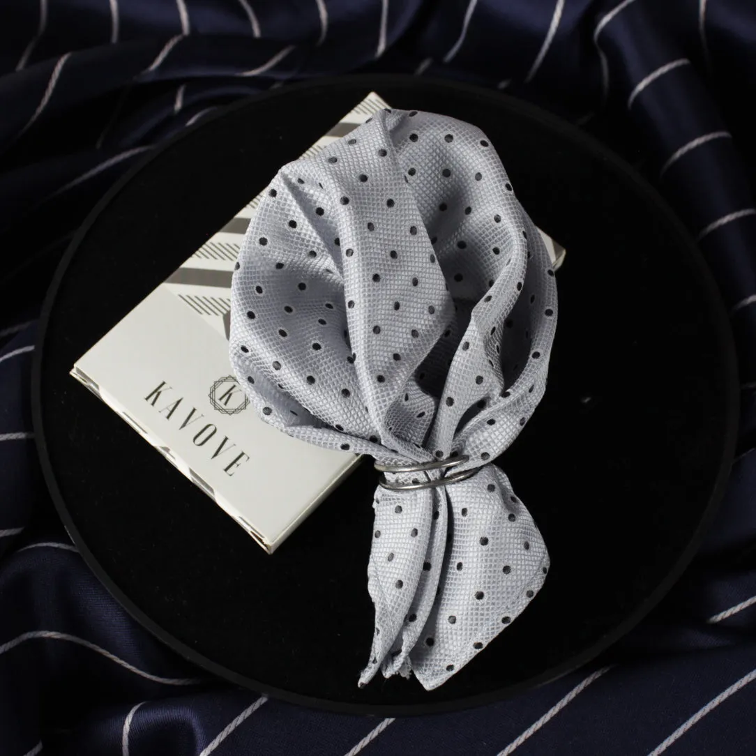 Kovove The Enchanting Polka Dot Grey Pocket Square For Men