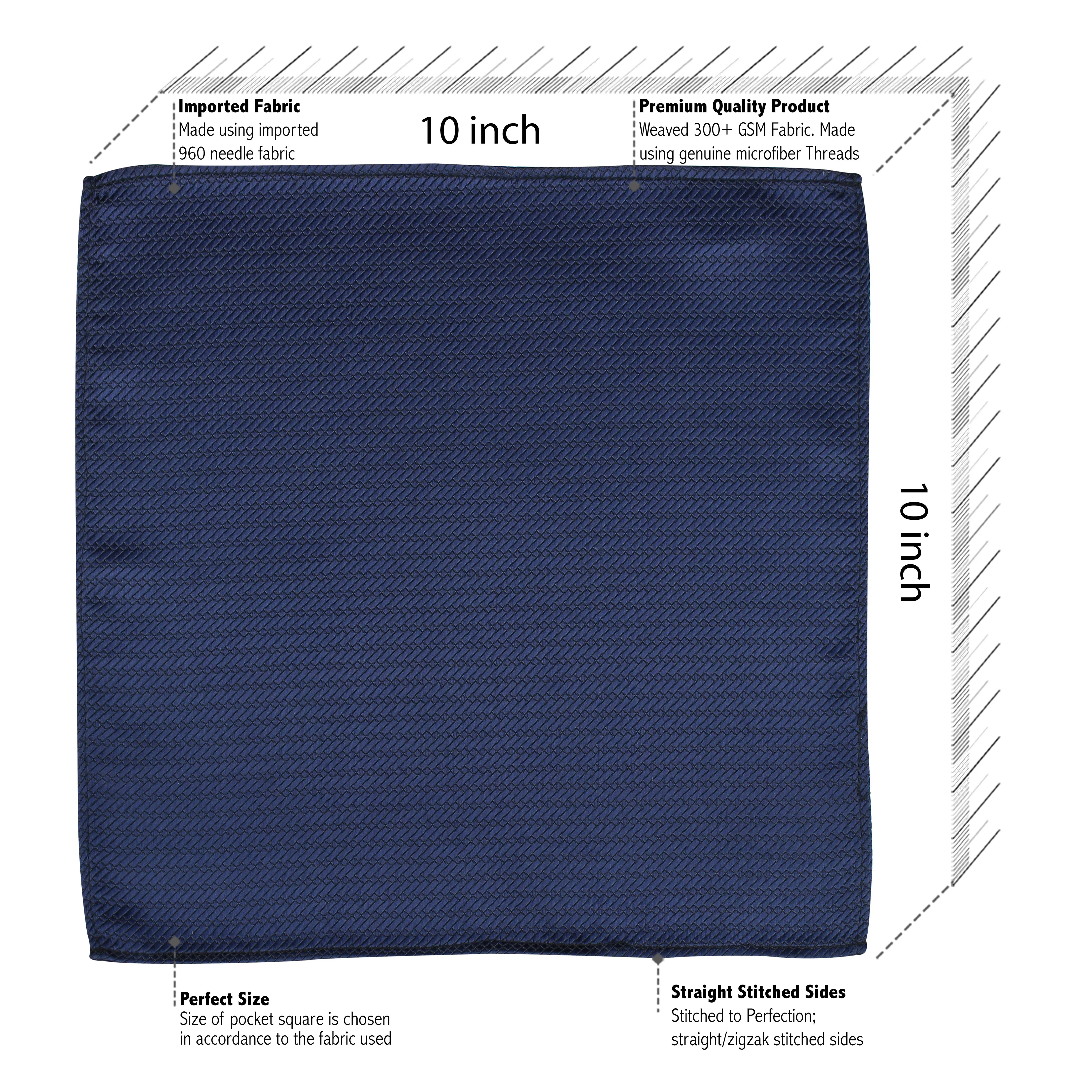 Kovove The Energise Self Pattern Navy Blue Necktie and Pocket Square Gift Box