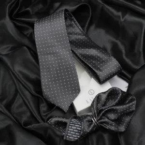 Kovove The Intellect Dash Abstract  Black Necktie and Pocket Square Gift Box