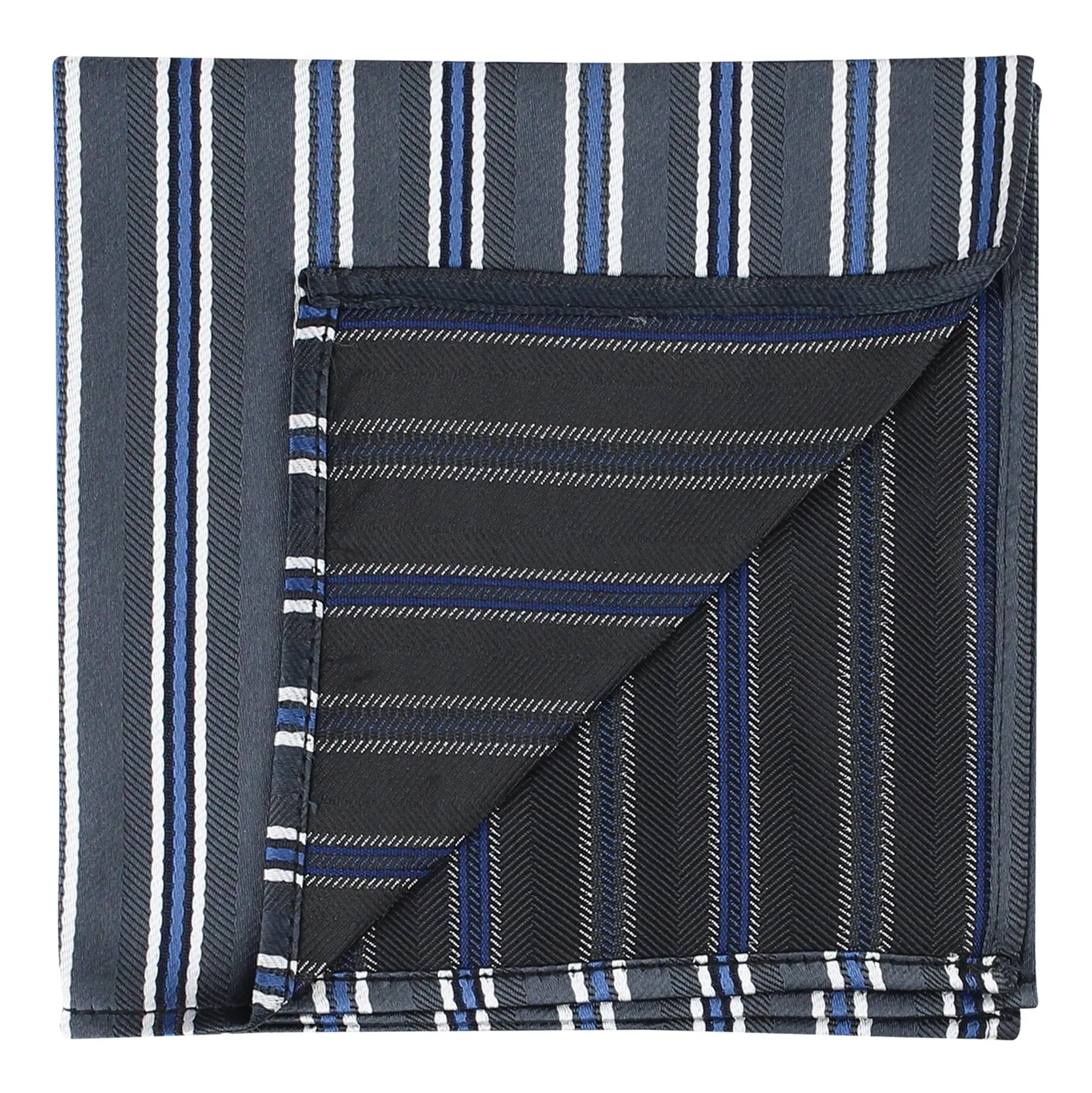 Kovove The Picturesque Striped Black Pocket Square For Men