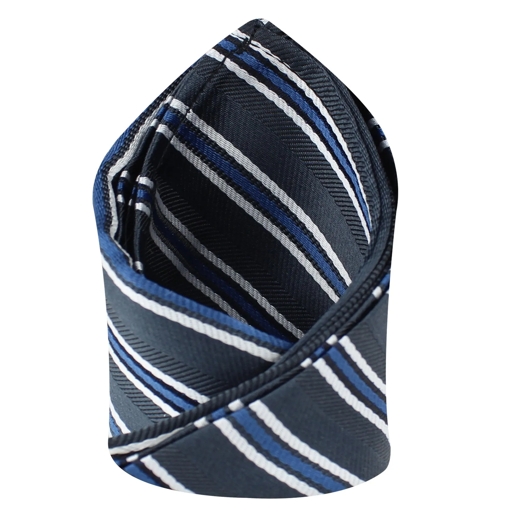 Kovove The Picturesque Striped Black Pocket Square For Men