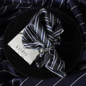 Kovove The Picturesque Striped Black Pocket Square For Men