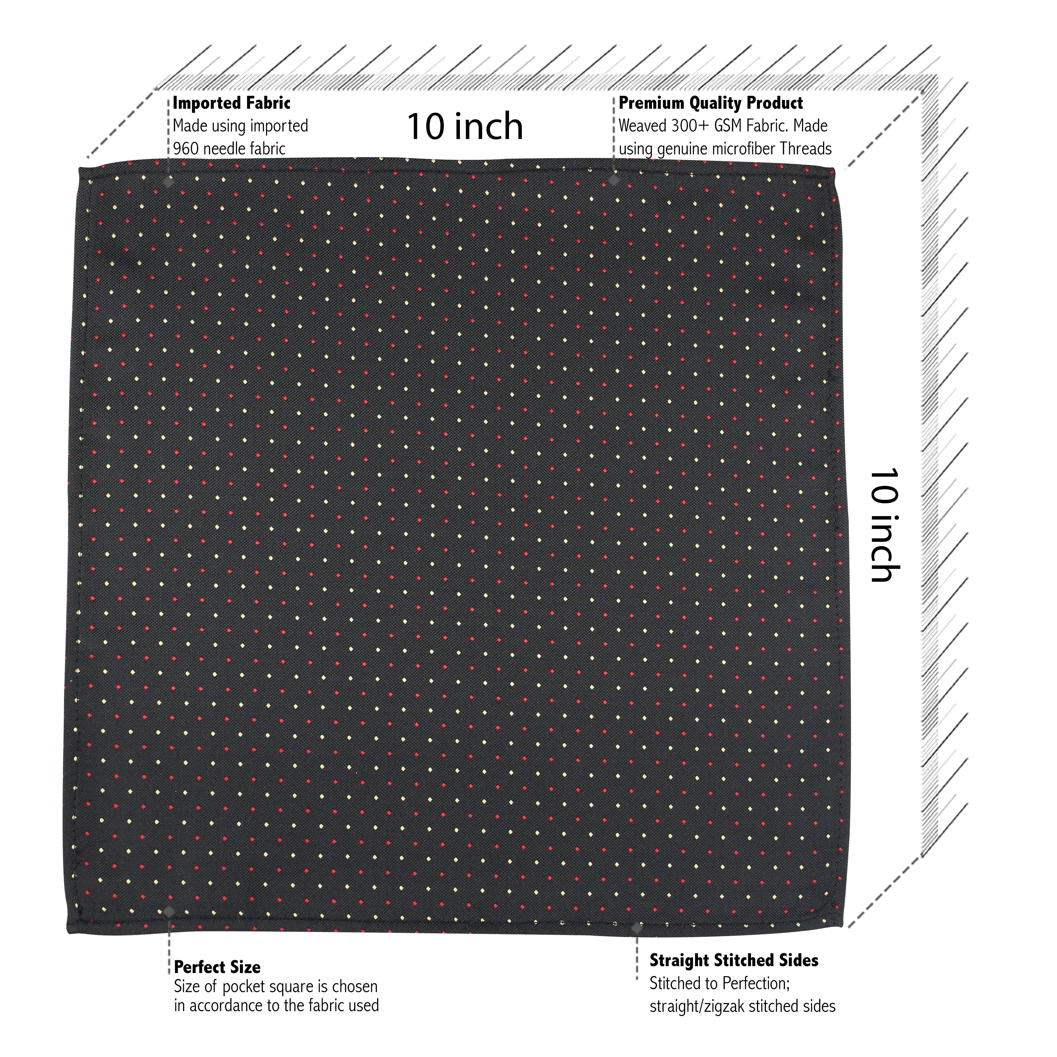 Kovove The Refreshing Twin Polka Dot  Black Pocket Square For Men