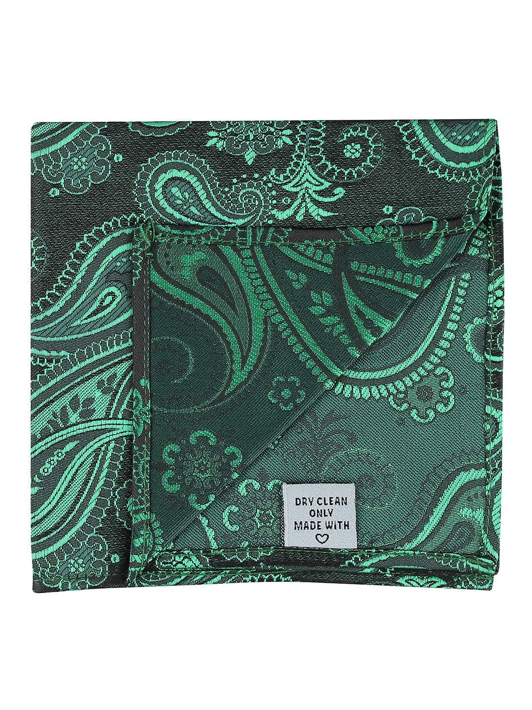 Kovove The Royal Paisley Green Pocket Square For Men