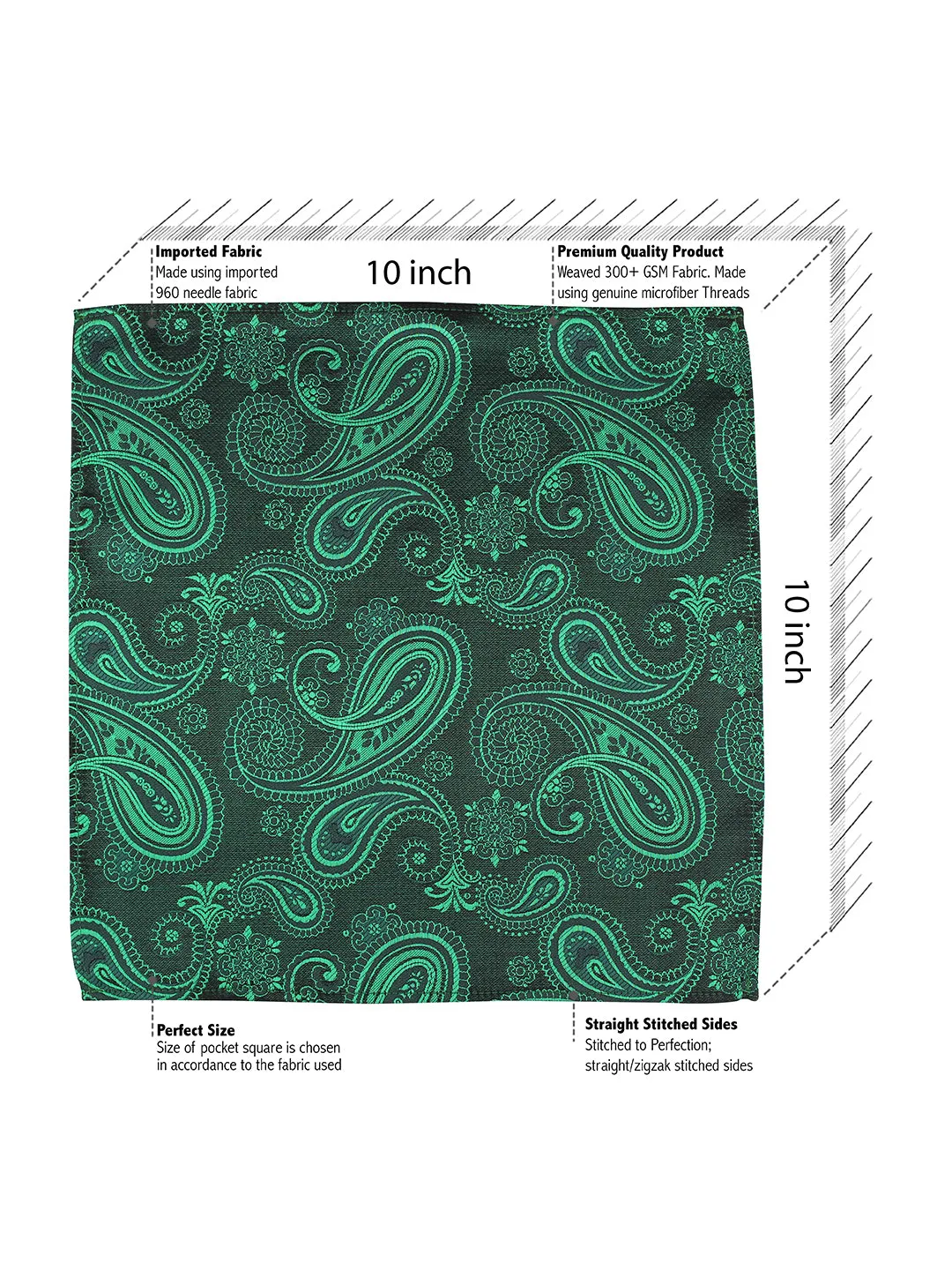 Kovove The Royal Paisley Green Pocket Square For Men