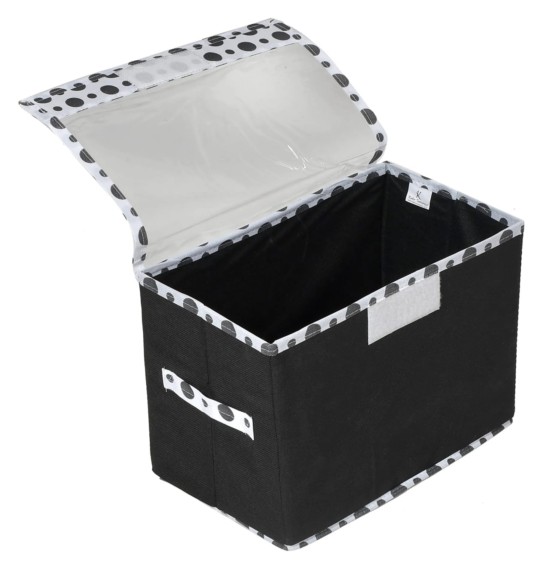 Kuber Industries Foldable Medium Non-Woven Storage Box/Bin|Tranasparent Lid & Durable Handle|Storage Box For Clothes|Storage Box For Toys|Pack of 2 (Black)